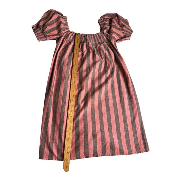 Mille Jane Size XS • Resort & Travel Mini Dress in Pink Gray Stripe Puff Sleeve - Picture 8 of 15